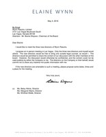 Wynn Resorts' Board of Directors Sends Letter to Shareholders