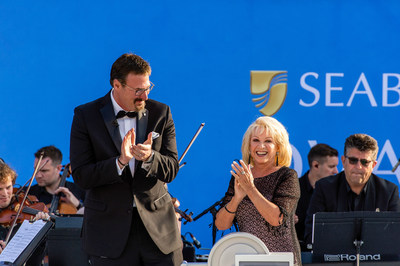 Seabourn Ovation is formally christened by award-winning actress and singer, Elaine Paige, during the ship's naming ceremony in Valletta, Malta today. The event also featured the world debut of the Seabourn Anthem, 