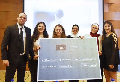 FUTURE WOMEN IN FINANCE.  The all-ladies team of German Jordanian University students emerged as the second place winner at the IMA Middle East Student Case Competition 2018. Appearing with them is team mentor, Luai Aburajab, CMA, MBA, Instructor in International Accounting Department at German Jordanian University. (PRNewsfoto/IMA)