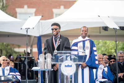 Chadwick Boseman delivers the 2018 commencement address at Howard University.