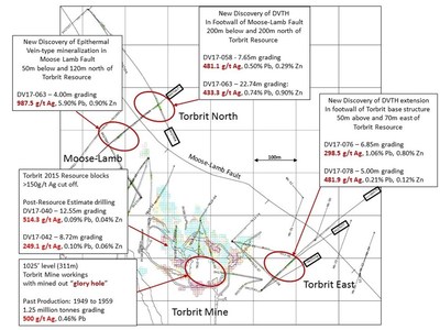 Map of Torbrit Mine Area (CNW Group/Dolly Varden Silver Corp.)