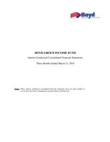 Boyd Group Income Fund Reports First Quarter 2018 Results