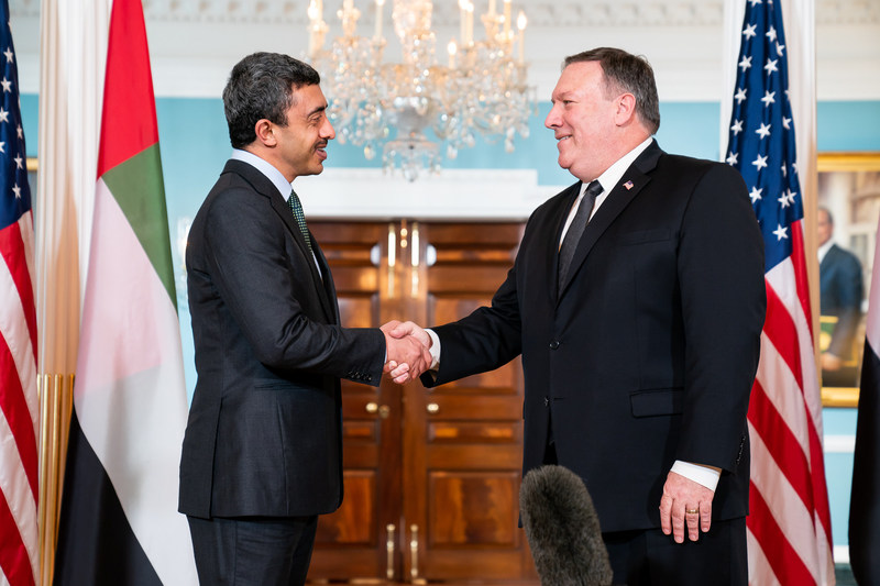 UAE Foreign Minister His Highness Sheikh Abdullah bin Zayed Al Nahyan meets with US Secretary of State Mike Pompeo in Washington, DC.