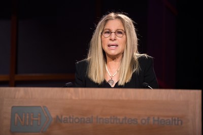 Barbra Streisand at the lectern for the J. Edward Rall Cultural Lecture on Tuesday, May 15.