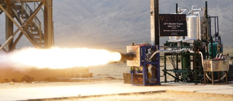 Image of a Vector rocket engine used in the Block .002 launch in Camden, Georgia.