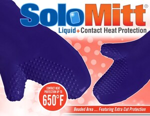 One of a Kind High Temperature Liquid Proof Silicone Mitt for the Food Service Commercial Kitchen