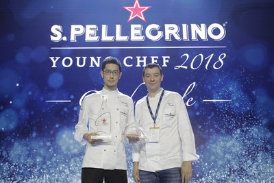 S.Pellegrino Young Chef 2018 winner, Japan's Yasuhiro Fujio with his mentor chef, Luca Fantin (CNW Group/S. Pellegrino)