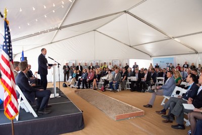 Fulcrum President and CEO, Jim Macias, addresses the more than 200 attendees of the Sierra BioFuels Plant groundbreaking ceremony