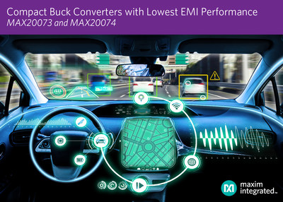 Maxim Integrated's MAX20073 and MAX20074 lowers EMI performance ideal for automotive infotainment and ADAS applications