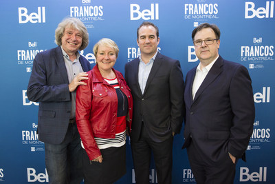 Alain Simard, Chairman of the board, quipe Spectra and Founder of the Francos de Montral, Martine Turcotte, Vice Chair, Qubec for Bell, Geoff Molson, Owner, President and CEO, Club de hockey Canadien, Bell Centre and evenko and Jacques-Andr Dupont, CEO, Spectra announced a historic renewed partnership between the Francos de Montral and Bell for the next decade. (CNW Group/Bell Canada)