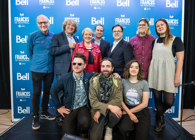Laurent Saulnier, Alain Simard, Martine Turcotte, Geoff Molson, Jacques-Andr Dupont and artists participating to the Francos closing show celebrating the Francos' 30th anniversary, at the press conference announcing a 10 year historic partnership between Bell and the Francos. (CNW Group/Bell Canada)