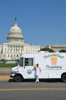 Parody ice cream truck and DCX Team member visit the White House to confront Trump administration photo credit DCX