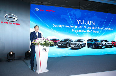 Yu Jun, prsident de GAC Motor, prsente la stratgie d'expansion mondiale de la socit (PRNewsfoto/GAC Motor)