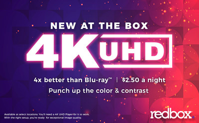 Redbox Launches 4K Ultra HD Rentals In Six Markets. Kiosks in Austin, Detroit, Los Angeles, Miami, New York City and Seattle Now Feature 4K Ultra HD Blu-ray Disc Rentals for Just $2.50 a Night.
