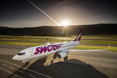 Swoop is ready for takeoff with the first Swoop flight heading from YHM to YXX on June 20, 2018. (CNW Group/Swoop)