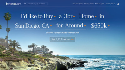 The new homes.com landing page.