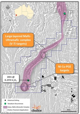 Figure 4- Priority Target Areas within Igneous Complex (CNW Group/Chalice Gold Mines Limited)