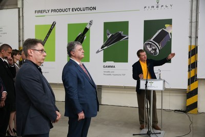 Left: John Isella, Firefly Director of International Business Development. Center: Petro Poroshenko, President of Ukraine. Right: Dr. Max Polyakov, Firefly founder
