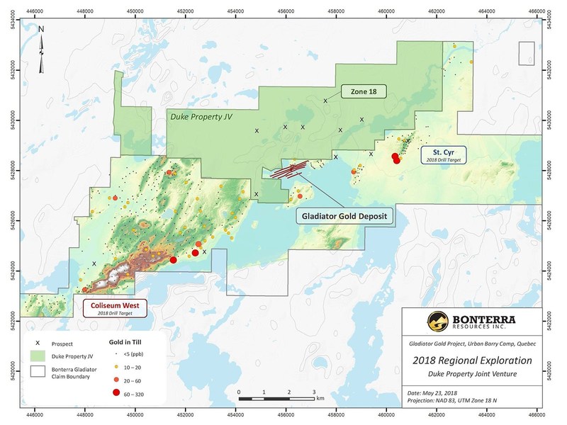 Bonterra Resources Inc. - 2018 Regional Exploration - Duke Property Joint Venture (CNW Group/Bonterra Resources Inc.)