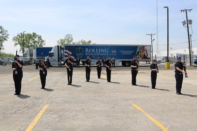 A local color guard team performs military honors at Lima, Ohio stop of the 2018 PepsiCo Rolling Remembrance Relay
