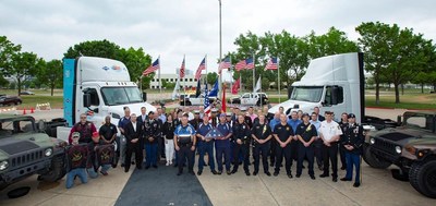 PepsiCo associates and other event attendees celebrate the Plano, Texas PepsiCo Parkwood Campus stop of the 2018 PepsiCo Rolling Remembrance Relay