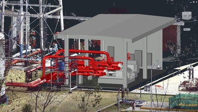 Modeled pipe runs and housing of an industrial plant in As-Built™ for AutoCAD® Software