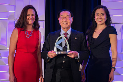 Helen Kelly, Executive Editor for Lloyd's List, with Dr. James S.C. Chao, Foremost Group Founder and Lloyd's List Lifetime Achievement Award Recipient, and Angela Chao, Foremost Group Chairman and Chief Executive Officer