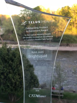 TELUS Outstanding Product Achievement Award to Recognize Mobility Health Innovation Excellence won by Brightsquid. (CNW Group/Brightsquid Secure Communications Corp.)