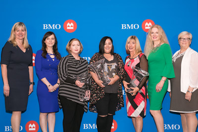 Allison Hakomaki, Head, Corporate Finance, Prairies Division; Marcia Lemon, VP, Business Banking, Saskatoon; Dr. Carla Matz , BMO Celebrating Women 2018 Expansion & Growth in Small Business Honouree; Rene L'Heureux, BMO Celebrating Women 2018 Community & Charitable Giving Honouree; Betty Anne Latrace-Henderson, BMO Celebrating Women 2018 Expansion & Growth in Business Honouree; Colleen Wilson, EVP, Legal Affairs, Mid-West Group of Companies; Donna Francis, Regional VP, Saskatoon Rural North. (CNW Group/BMO Financial Group)