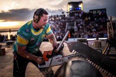 Mitch Argent from Australia, here at the Stock Saw event, came in third. (PRNewsfoto/Stihl TIMBERSPORTS Series)