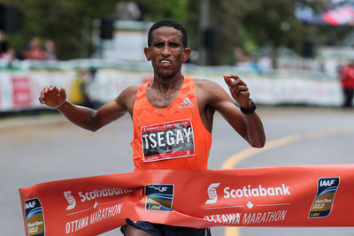 Yemane Tsegay of Ethiopia wins the 2018 Scotiabank Ottawa Marathon (CNW Group/Scotiabank)