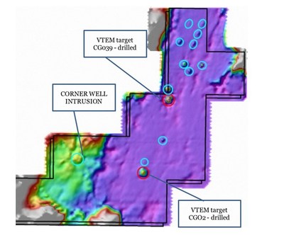 Figure 2: Canegrass Project; Regional Geology (1:500000) with 2017 VTEM Targets (CNW Group/Bluebird Battery Metals)