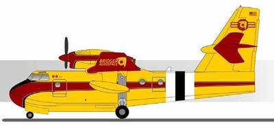 Proposed livery of Bridger's CL-415EAF Enhanced Aerial Firefighter. The Viking CL-415EAF Conversion Program offered through Longview Aviation Asset Management is based on the Canadair CL-215T conversion program, and will incorporate modern upgrades and address obsolescence issues impacting the worldwide fleet of CL-215 & CL-415 aircraft.