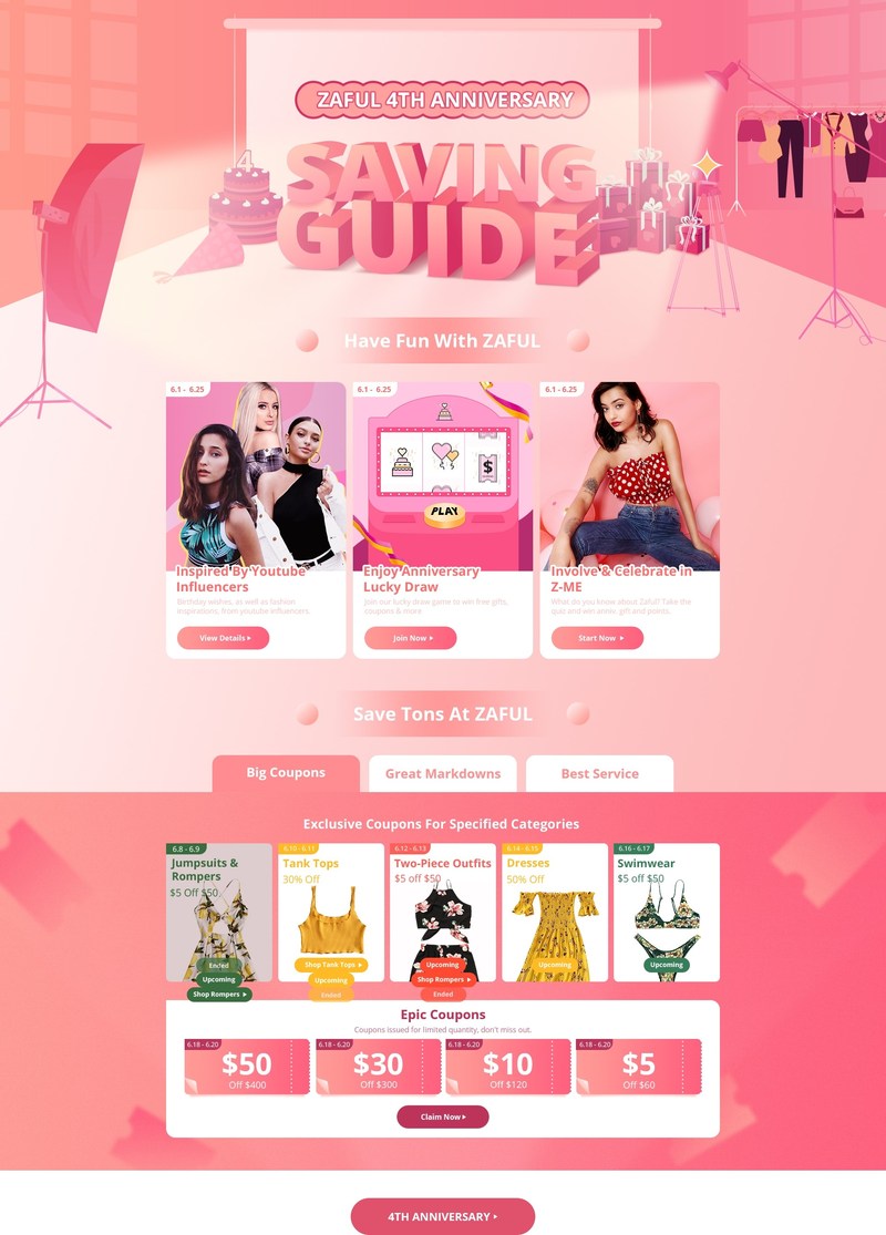 ZAFUL’s saving guide page