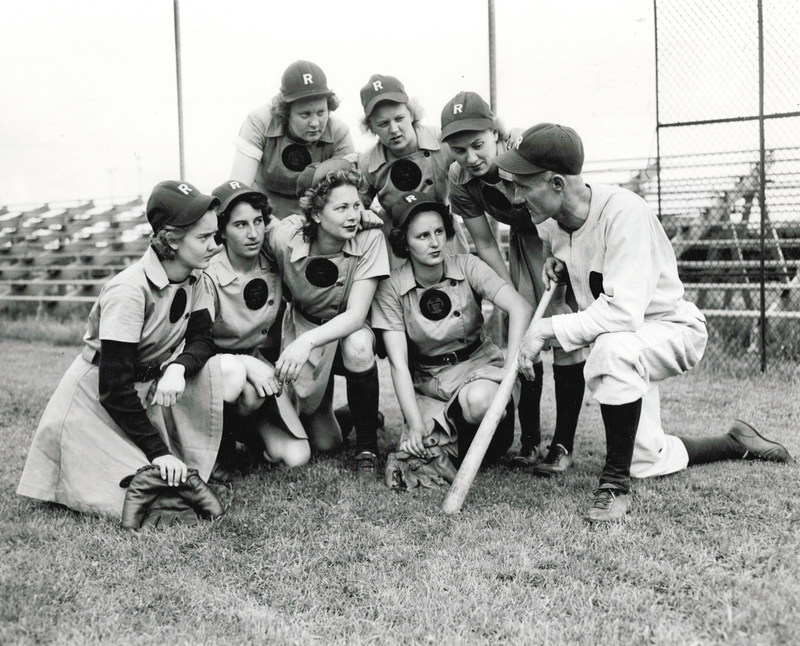 Rockford Peaches manager Bill Allington directs his team in this undated photo. The Peaches, from Rockford, IL, played in the All-American Girls Baseball League from 1943-1954.