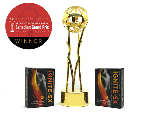 Ignite-SX has been awarded the Grandprix Award for the 2017 Best New OTC Product by the Retail Council of Canada (CNW Group/Namëna Biosciences)
