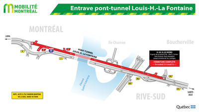 Entrave pont-tunnel Louis-H.-La Fontaine (Groupe CNW/Ministre des Transports, de la Mobilit durable et de l'lectrification des transports)