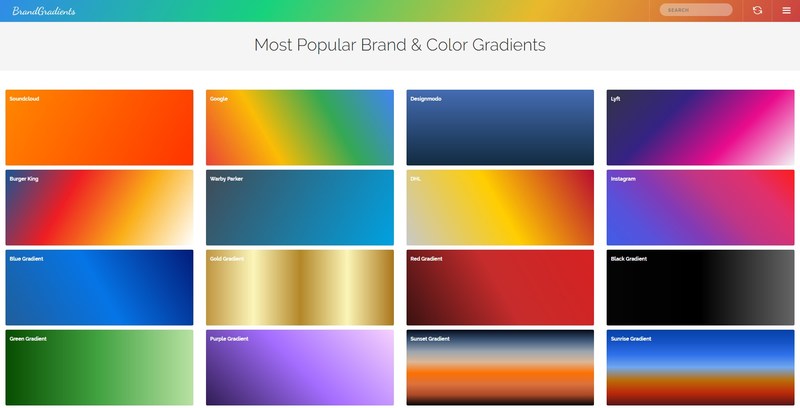 CSS Gradient Backgrounds by Brand Gradients Get Over 500 Upvotes from