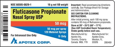 Fluticasone Propionate Nasal Spray, USP, 50 mcg per spray, 120 Metered Sprays (CNW Group/Apotex Corp.)