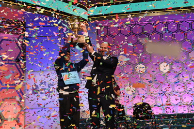 Karthik Nemmani, a 14-year-old speller from McKinney, Texas, is champion of the 2018 Scripps National Spelling Bee. Credit: Mark Bowen / Scripps National Spelling Bee