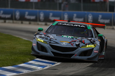Katherine Legge piloted her Meyer Shank Racing Acura NSX GT3 to victory Saturday at the IMSA Grand Prix of Detroit.