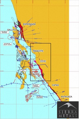 Figure 1 - Yauricocha Mine – Plan View of Yauricocha Mine and Location of Contacto Oriental Zone (CNW Group/Sierra Metals Inc.)