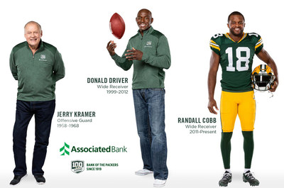 Donald Driver, Jerry Kramer and Randall Cobb will partner with Associated Bank in celebration of 100 seasons with the Packers.