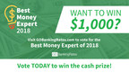 Vote Now and Enter to Win $1,000! The Best Money Expert 2018 Competition Hosted by GOBankingRates is LIVE