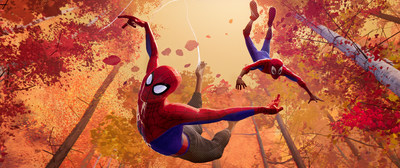 Peter Parker serves as Miles Morales' reluctant mentor in Spider-Man(tm): Into the Spider-Verse.
