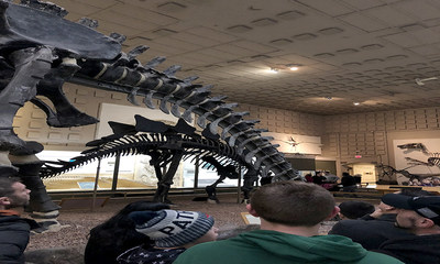 Warriors and their families viewed exhibits, dating from the age of dinosaurs to ancient Egypt, at the Yale Peabody Museum of Natural History during a recent Wounded Warrior Project® event.