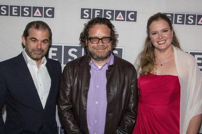 L-R: SESAC’s John Josephson, Christophe Beck and Erin Collins. For media only: https://bit.ly/2kURe7y