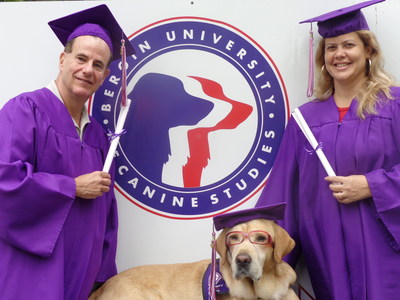 Proud Bergin University of Canine Studies (BUCS) graduates Davis Hawn (left) and  Beatrice de la Osa  (RIGHT).
