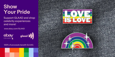 eBay for Charity has partnered with PINTRILL to design two limited-edition Pride-themed pins that will be available exclusively on eBay for Charity for $15 each. The designs include a “Love Is Love” pin and a “Rainbow” pin. More at www.eBay.com/GLAAD.
