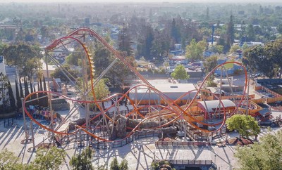 RailBlazer will lift riders to a height of 106 feet before plunging them face down at a 90-degree angle. Throughout the 1,800 feet of track, riders will travel 52 miles per hour, experience an abundance of airtime and steeply banked turns, undertake three inversions and twist through a zero gravity roll.